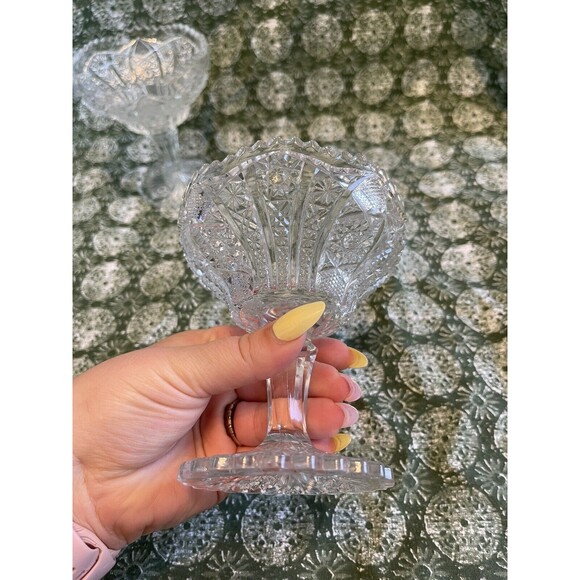 Set Of 2 Antique 1913 Imperial Glass Co EA Pressed Glass Compote Bellaire - Picture 4 of 5